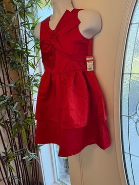 Cat & Jack Red Bow-Front Tiered Party Dress for Girls: new with tags size 14-16